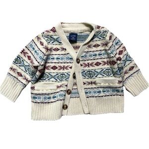 Baby Gap Beige Patterned Button Down Cardigan Size 3-6 Months